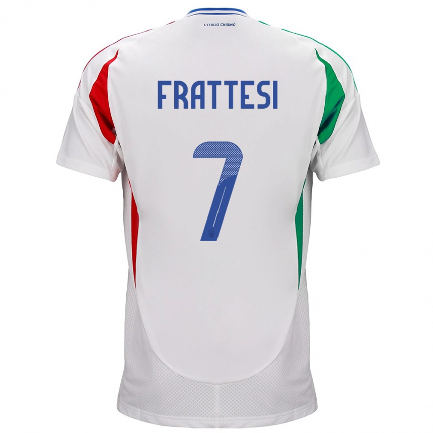 Kids Football Italy Davide Frattesi #7 White Away Jersey 24-26 T-Shirt Uk