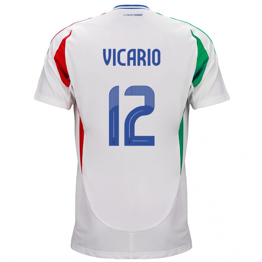 Kids Football Italy Guglielmo Vicario #12 White Away Jersey 24-26 T-Shirt Uk