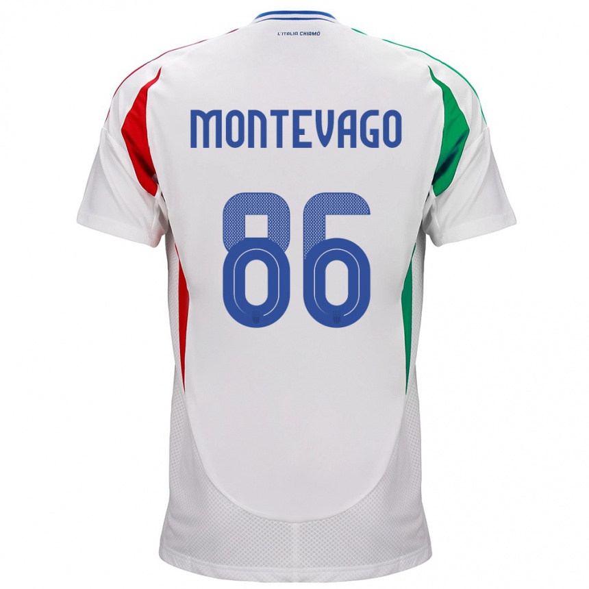 Kids Football Italy Daniele Montevago #86 White Away Jersey 24-26 T-Shirt Uk