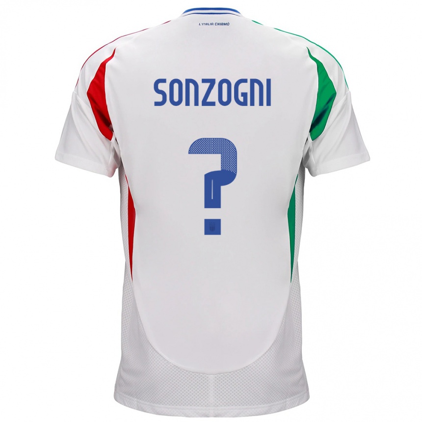 Kids Football Italy Mattia Sonzogni #0 White Away Jersey 24-26 T-Shirt Uk