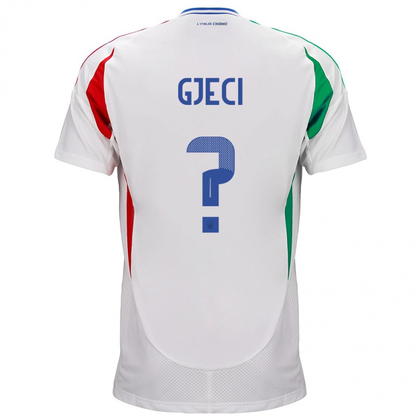 Kids Football Italy Delis Gjeci #0 White Away Jersey 24-26 T-Shirt Uk