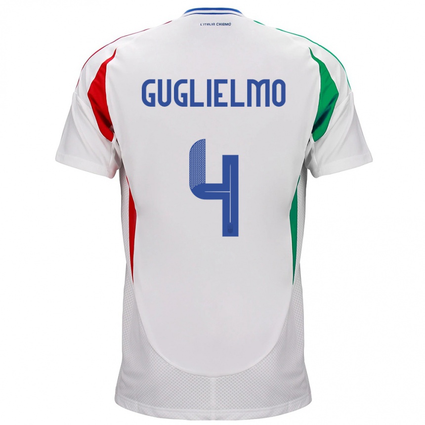 Kids Football Italy Lucia Di Guglielmo #4 White Away Jersey 24-26 T-Shirt Uk