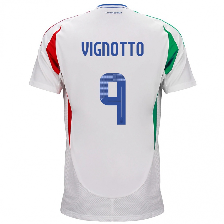 Kids Football Italy Elisabetta Vignotto #9 White Away Jersey 24-26 T-Shirt Uk