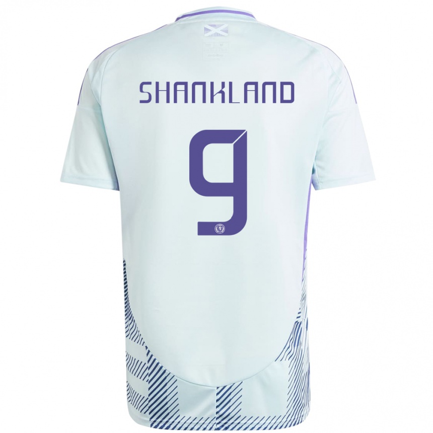 Kids Football Scotland Lawrence Shankland #9 Light Mint Blue Away Jersey 24-26 T-Shirt Uk