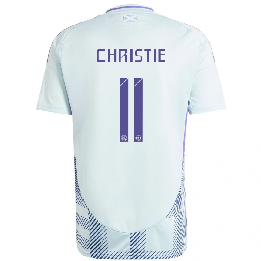 Kids Football Scotland Ryan Christie #11 Light Mint Blue Away Jersey 24-26 T-Shirt Uk