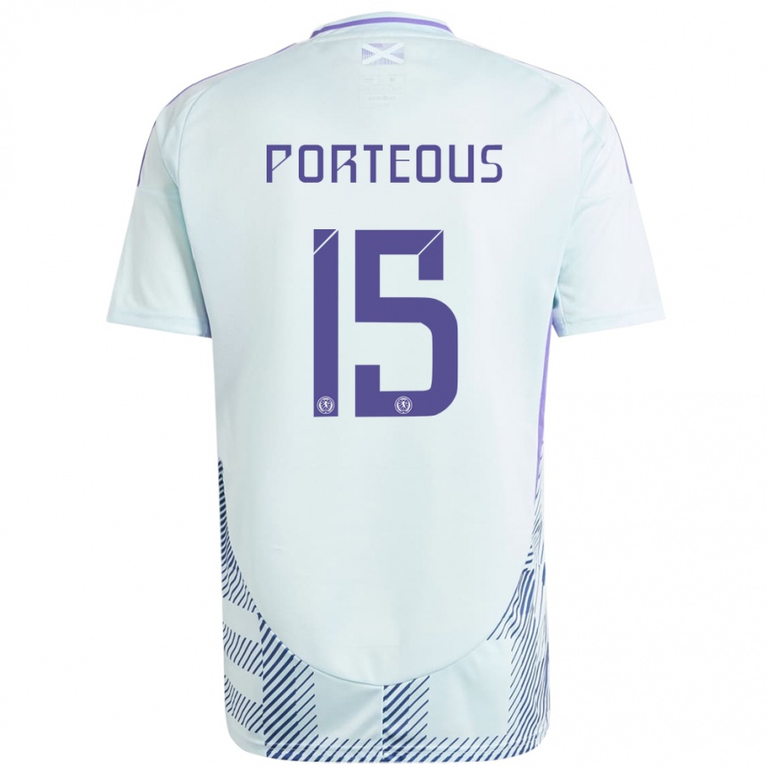 Kids Football Scotland Ryan Porteous #15 Light Mint Blue Away Jersey 24-26 T-Shirt Uk