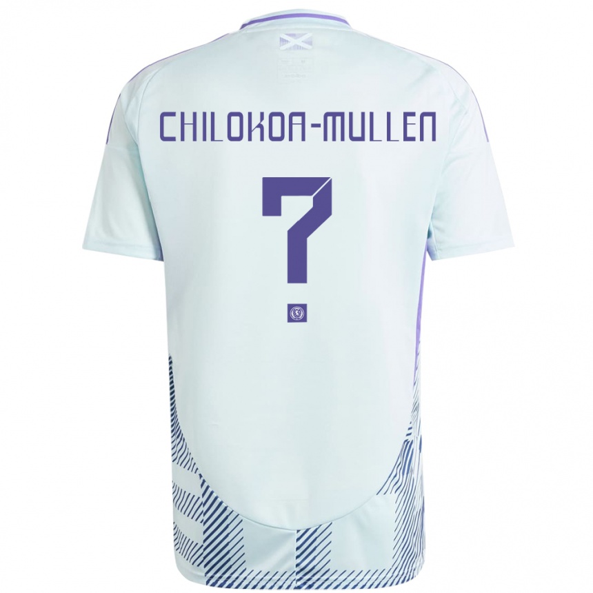 Kids Football Scotland Jeremiah Chilokoa-Mullen #0 Light Mint Blue Away Jersey 24-26 T-Shirt Uk