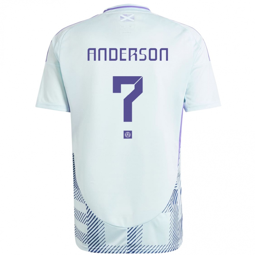 Kids Football Scotland Matthew Anderson #0 Light Mint Blue Away Jersey 24-26 T-Shirt Uk