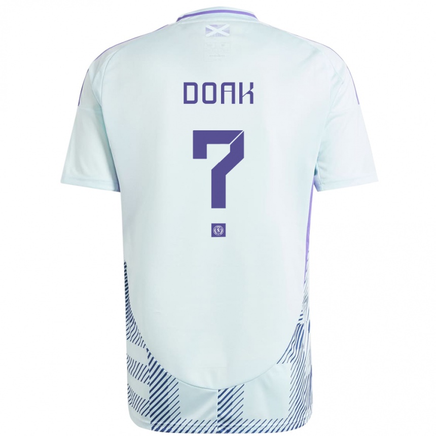 Kids Football Scotland Ben Doak #0 Light Mint Blue Away Jersey 24-26 T-Shirt Uk