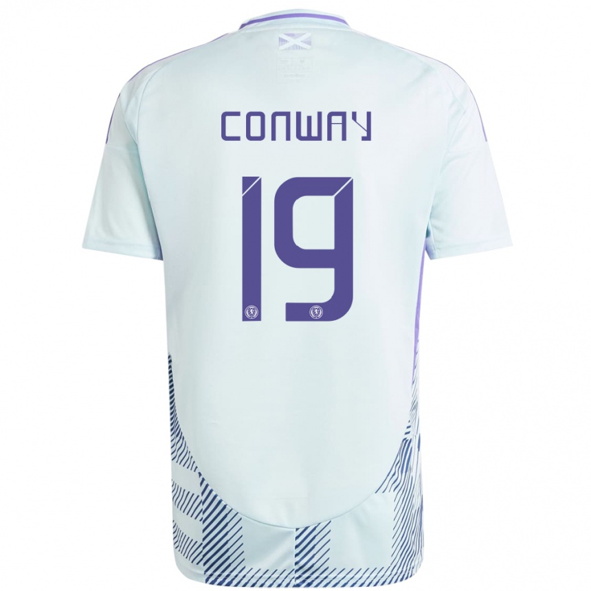 Kids Football Scotland Tommy Conway #19 Light Mint Blue Away Jersey 24-26 T-Shirt Uk