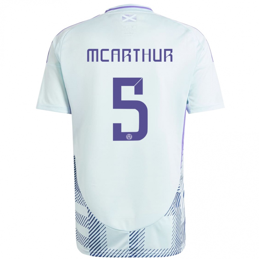 Kids Football Scotland Charlie Mcarthur #5 Light Mint Blue Away Jersey 24-26 T-Shirt Uk