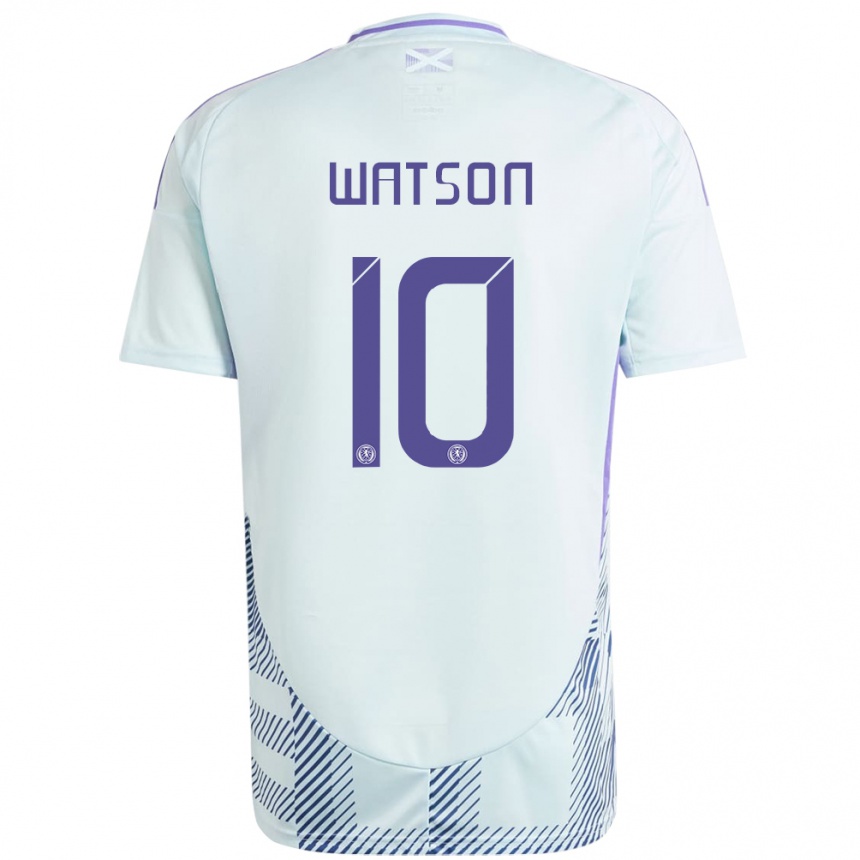 Kids Football Scotland David Watson #10 Light Mint Blue Away Jersey 24-26 T-Shirt Uk