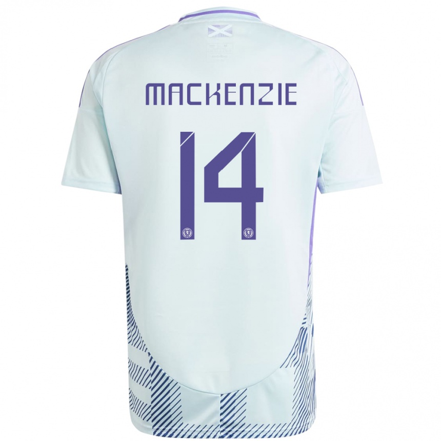 Kids Football Scotland Magnus Mackenzie #14 Light Mint Blue Away Jersey 24-26 T-Shirt Uk