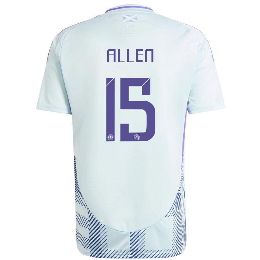 Kids Football Scotland Greig Allen #15 Light Mint Blue Away Jersey 24-26 T-Shirt Uk