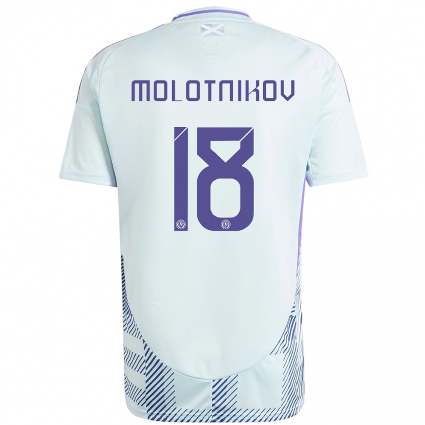 Kids Football Scotland Rudi Molotnikov #18 Light Mint Blue Away Jersey 24-26 T-Shirt Uk