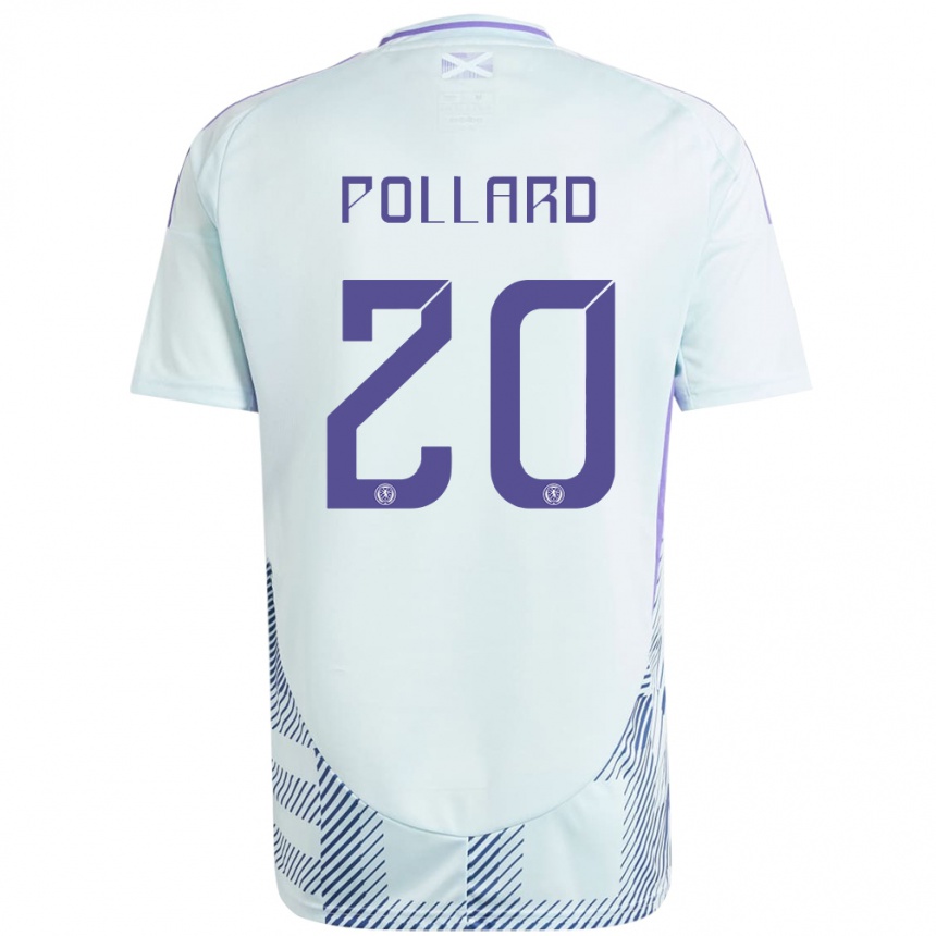 Kids Football Scotland Lancelot Pollard #20 Light Mint Blue Away Jersey 24-26 T-Shirt Uk