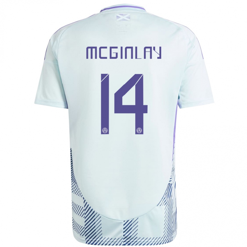 Kids Football Scotland Aiden Mcginlay #14 Light Mint Blue Away Jersey 24-26 T-Shirt Uk