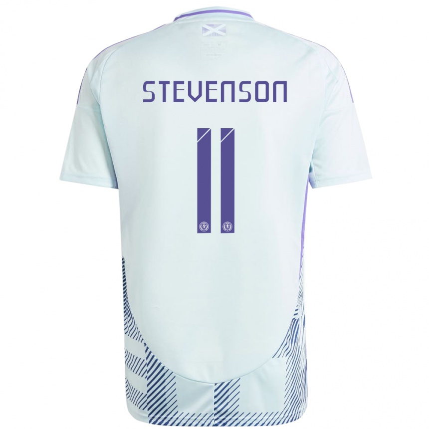 Kids Football Scotland Gus Stevenson #11 Light Mint Blue Away Jersey 24-26 T-Shirt Uk