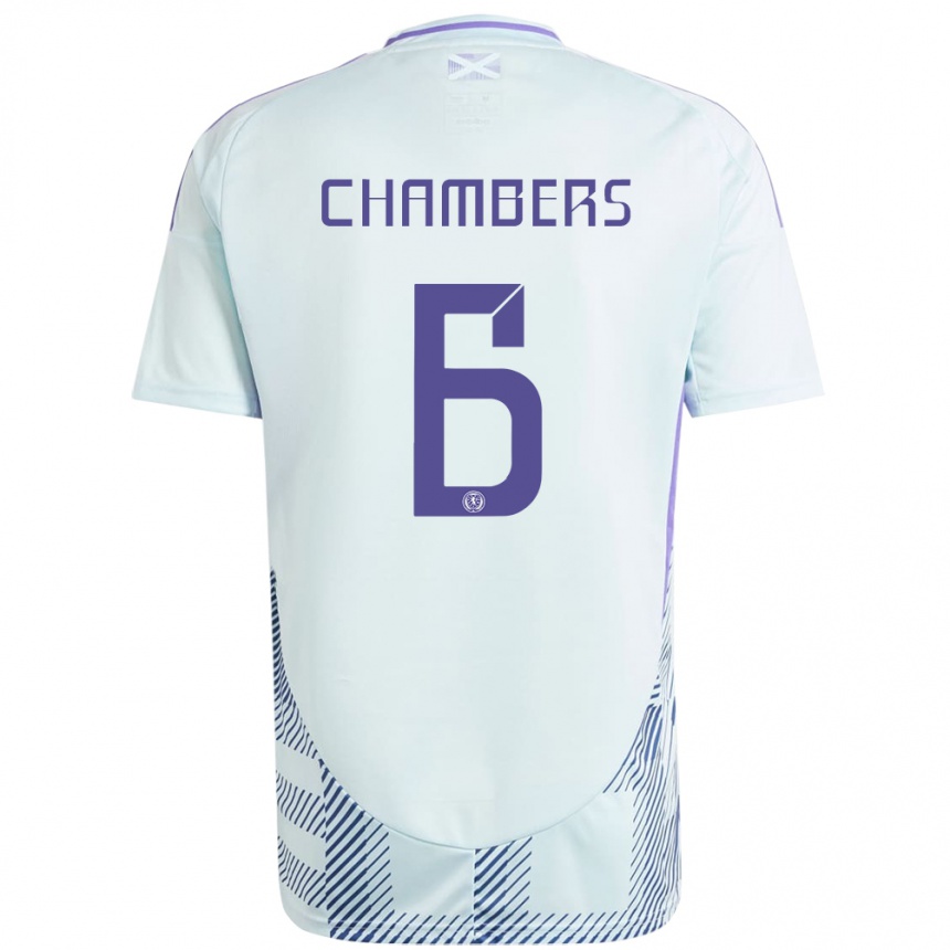 Kids Football Scotland Sam Chambers #6 Light Mint Blue Away Jersey 24-26 T-Shirt Uk