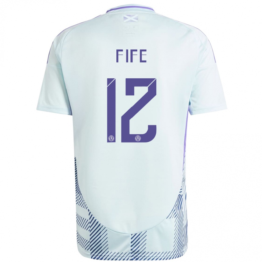 Kids Football Scotland Jenna Fife #12 Light Mint Blue Away Jersey 24-26 T-Shirt Uk