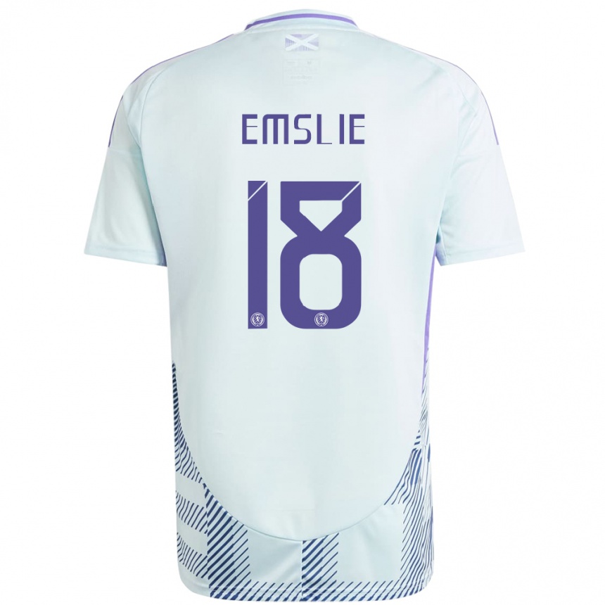 Kids Football Scotland Claire Emslie #18 Light Mint Blue Away Jersey 24-26 T-Shirt Uk