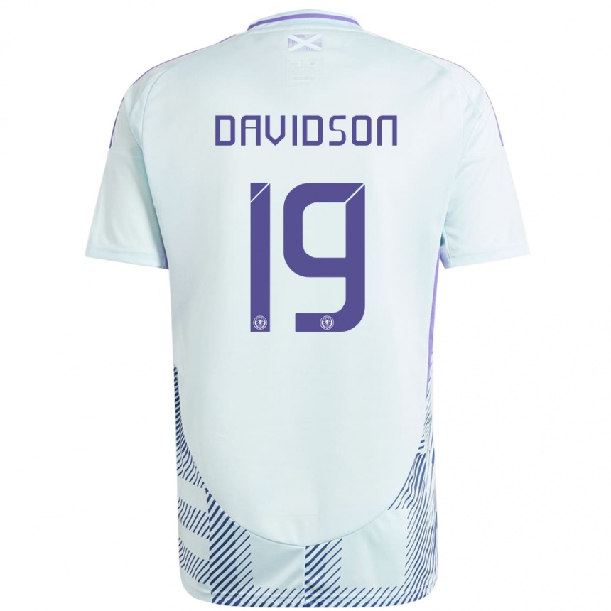 Kids Football Scotland Lauren Davidson #19 Light Mint Blue Away Jersey 24-26 T-Shirt Uk