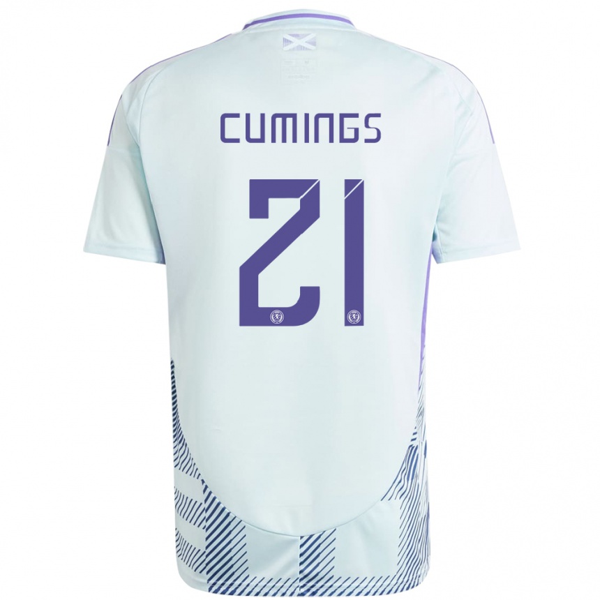 Kids Football Scotland Eartha Cumings #21 Light Mint Blue Away Jersey 24-26 T-Shirt Uk