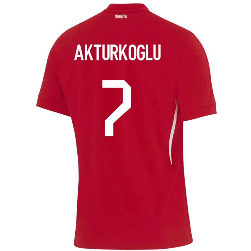 Kids Football Turkey Kerem Aktürkoğlu #7 Red Away Jersey 24-26 T-Shirt Uk