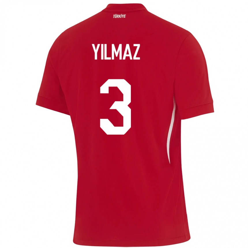 Kids Football Turkey Berkay Yılmaz #3 Red Away Jersey 24-26 T-Shirt Uk