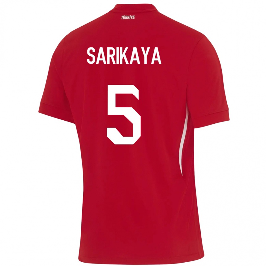 Kids Football Turkey Efe Sarıkaya #5 Red Away Jersey 24-26 T-Shirt Uk