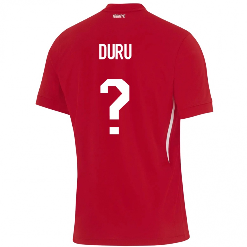 Kids Football Turkey Mustafa Duru #0 Red Away Jersey 24-26 T-Shirt Uk