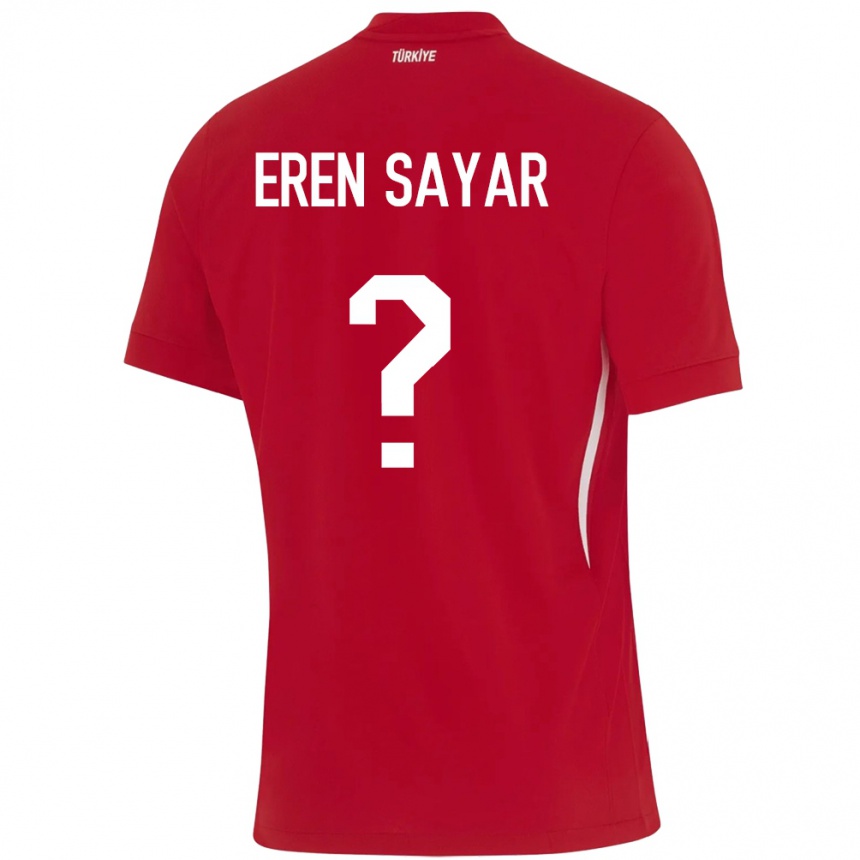 Kids Football Turkey Emin Eren Sayar #0 Red Away Jersey 24-26 T-Shirt Uk