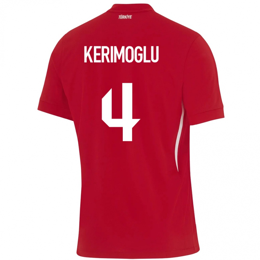 Kids Football Turkey Zeynap Kerimoğlu #4 Red Away Jersey 24-26 T-Shirt Uk