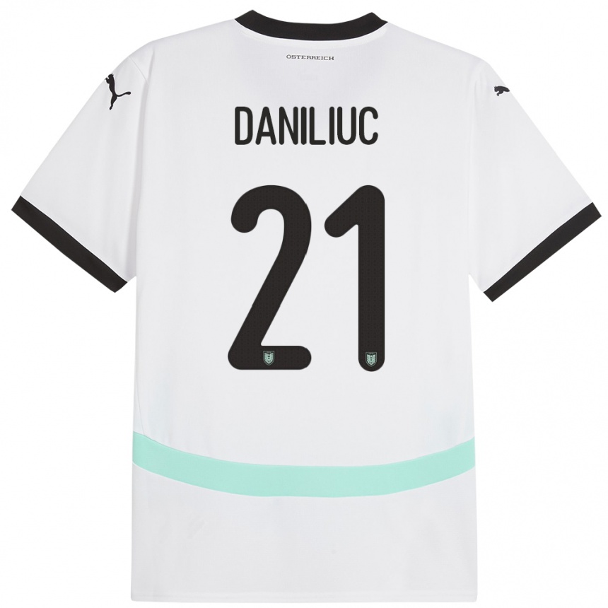 Kids Football Austria Flavius Daniliuc #21 White Away Jersey 24-26 T-Shirt Uk