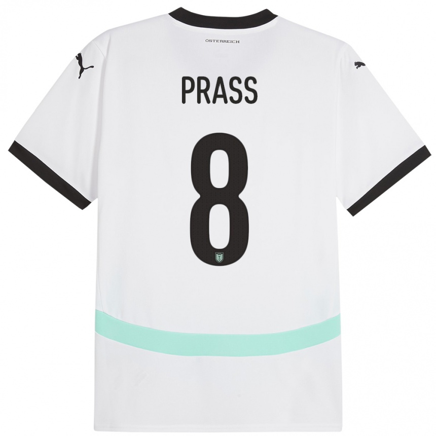 Kids Football Austria Alexander Prass #8 White Away Jersey 24-26 T-Shirt Uk