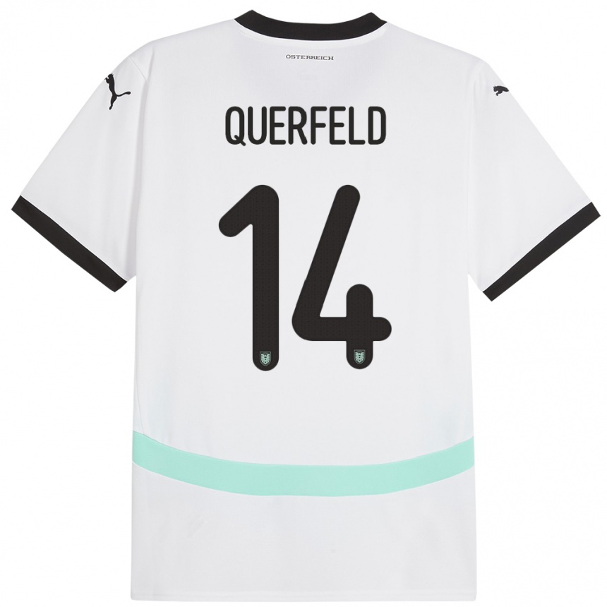 Kids Football Austria Leopold Querfeld #14 White Away Jersey 24-26 T-Shirt Uk