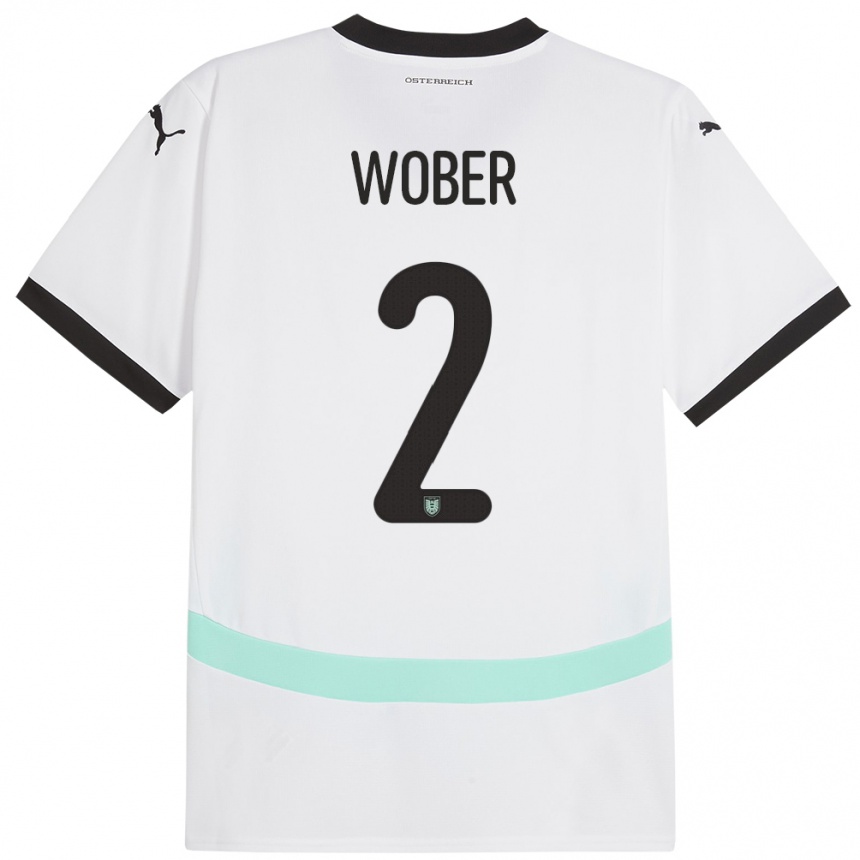 Kids Football Austria Maximilian Wöber #2 White Away Jersey 24-26 T-Shirt Uk