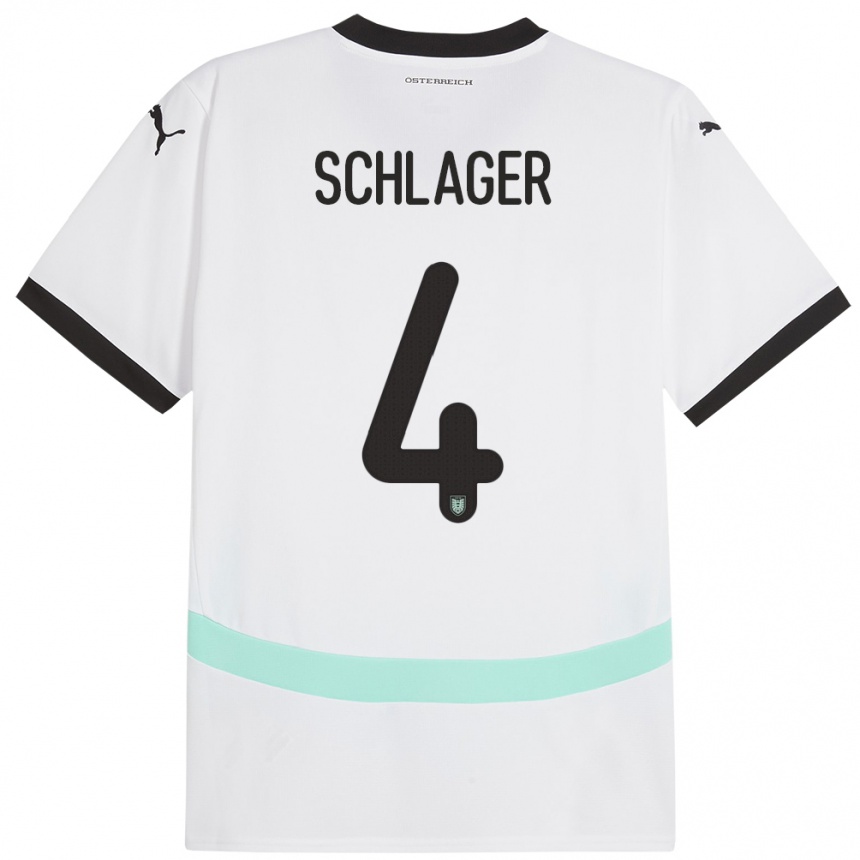 Kids Football Austria Xaver Schlager #4 White Away Jersey 24-26 T-Shirt Uk