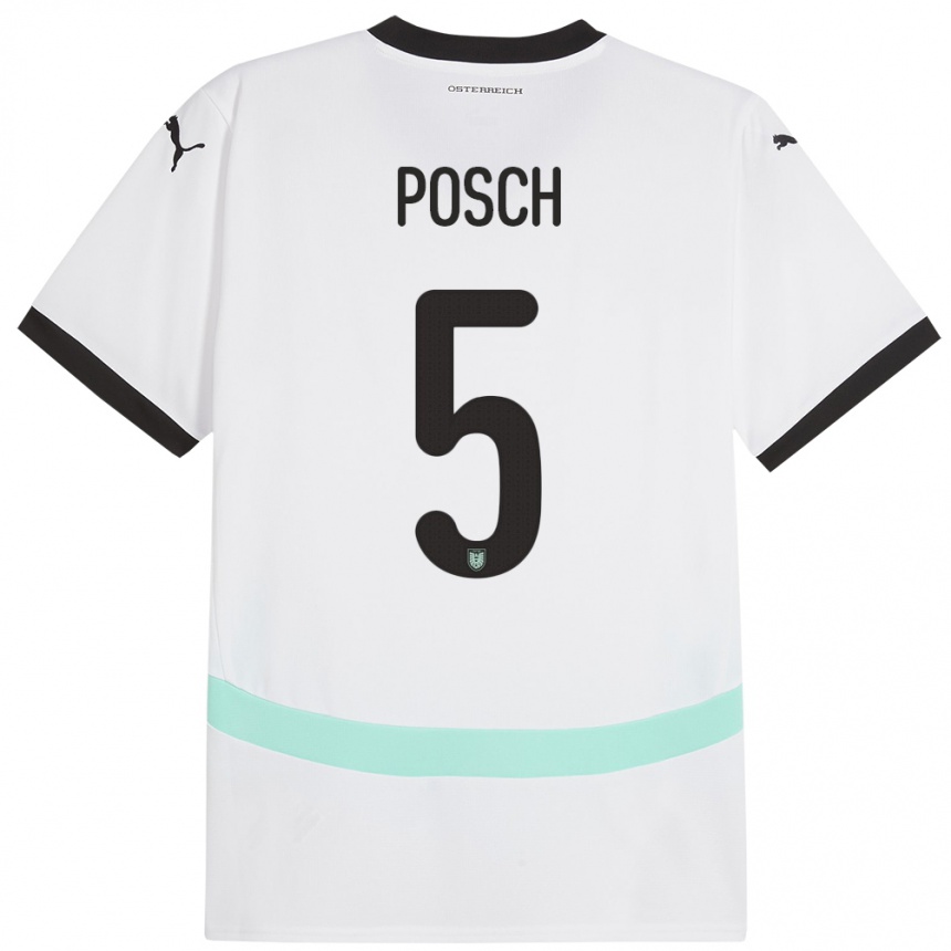 Kids Football Austria Stefan Posch #5 White Away Jersey 24-26 T-Shirt Uk