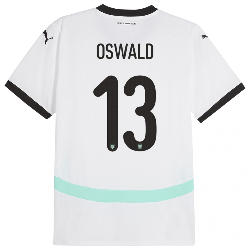 Kids Football Austria Moritz Oswald #13 White Away Jersey 24-26 T-Shirt Uk