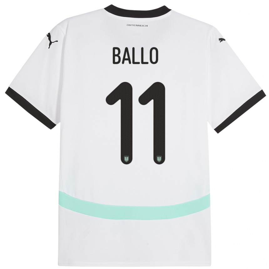 Kids Football Austria Thierno Ballo #11 White Away Jersey 24-26 T-Shirt Uk