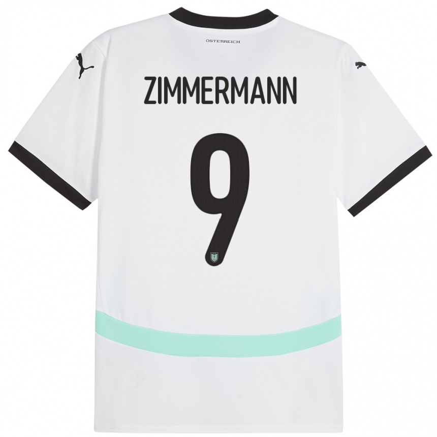 Kids Football Austria Bernhard Zimmermann #9 White Away Jersey 24-26 T-Shirt Uk