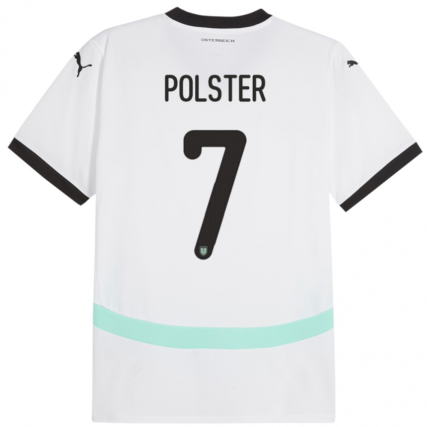 Kids Football Austria Manuel Polster #7 White Away Jersey 24-26 T-Shirt Uk