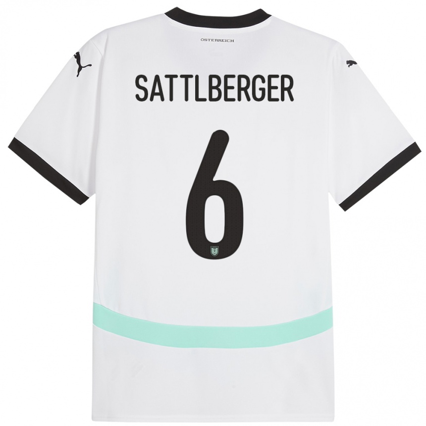 Kids Football Austria Nikolas Sattlberger #6 White Away Jersey 24-26 T-Shirt Uk