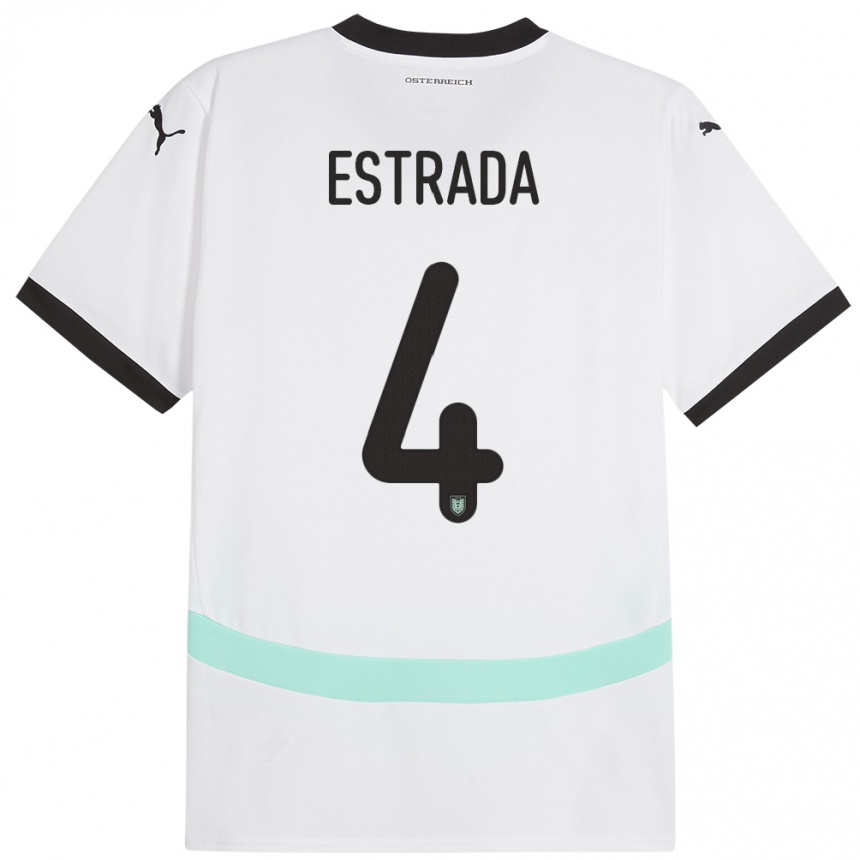 Kids Football Austria Pascal Estrada #4 White Away Jersey 24-26 T-Shirt Uk