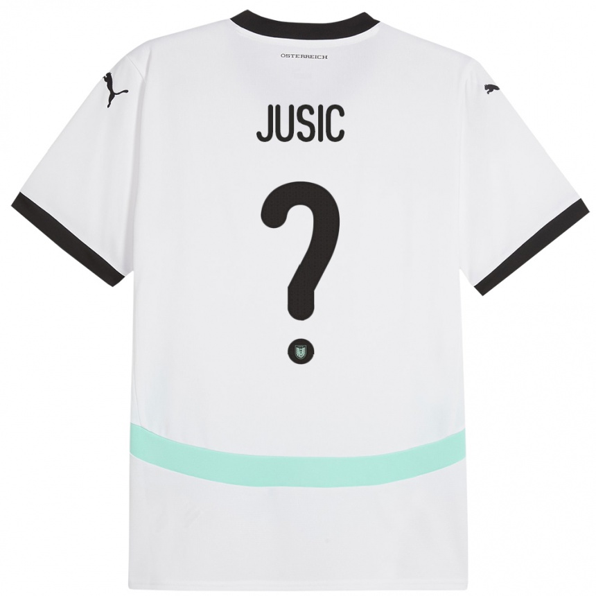 Kids Football Austria Kenan Jusic #0 White Away Jersey 24-26 T-Shirt Uk