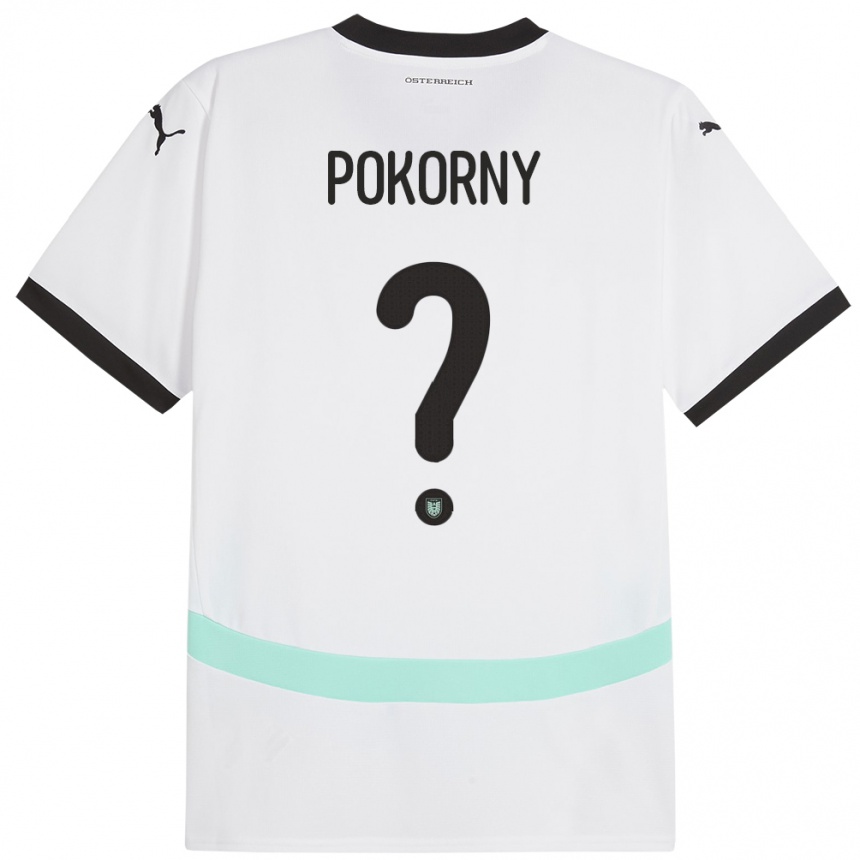 Kids Football Austria Jakob Pokorny #0 White Away Jersey 24-26 T-Shirt Uk