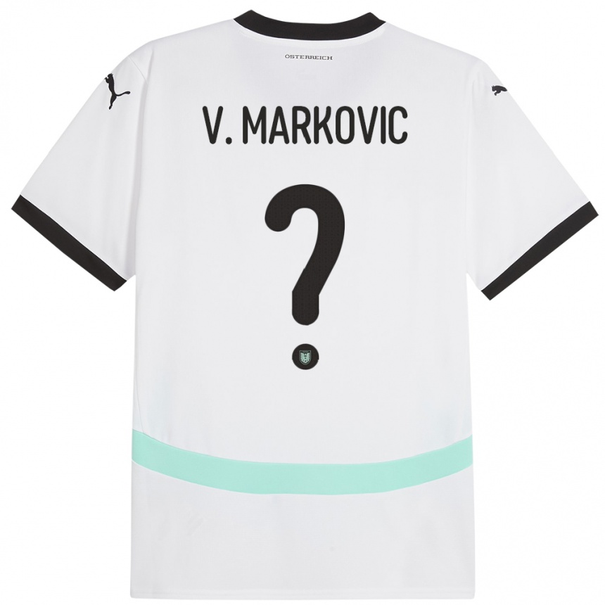 Kids Football Austria Vasilije Markovic #0 White Away Jersey 24-26 T-Shirt Uk