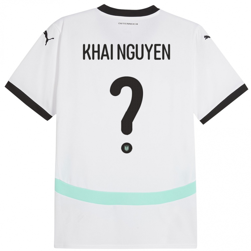 Kids Football Austria Quoc Khai Nguyen #0 White Away Jersey 24-26 T-Shirt Uk