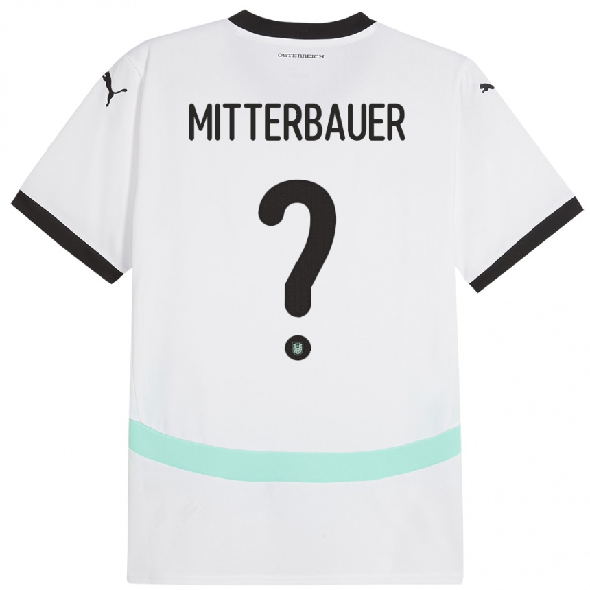 Kids Football Austria Elias Mitterbauer #0 White Away Jersey 24-26 T-Shirt Uk